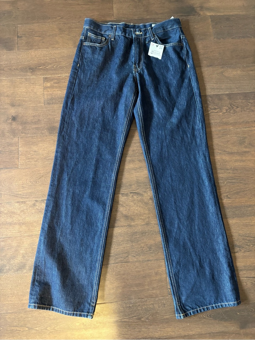 ZARA Dark Wash High Rise Wide Leg Jeans NWT Side Slit Ankle Hem